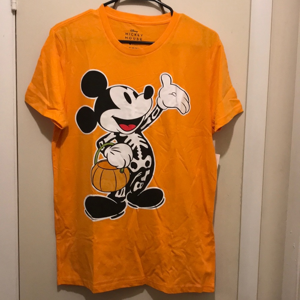 E) Disney Mickey Mouse Size Medium Halloween Orange T-Shirt - Picture 1 of 3